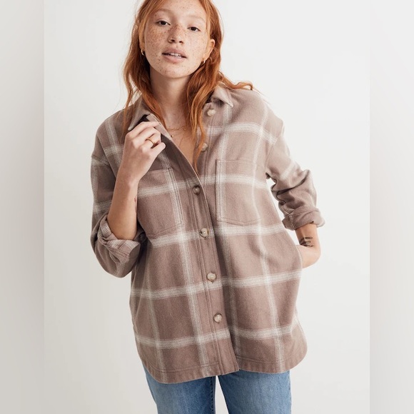 Madewell Flannel Kentwood Oversized Shirt-Jacket in Windowpane - Picture 2 of 9